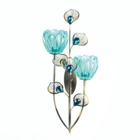 Peacock Bloom Candle Sconce - Double